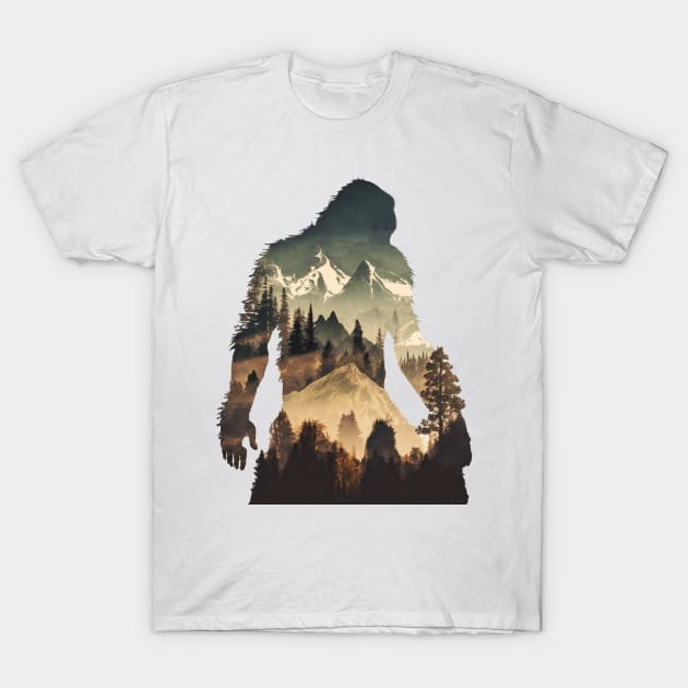 Sasquatch Bigfoot Hairy Man Sticker T-Shirt by candiscamera